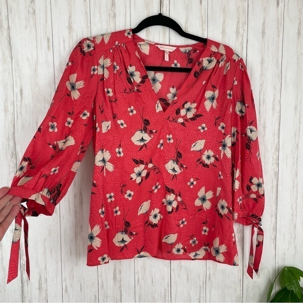 Rebecca Taylor silk pink and floral blouse